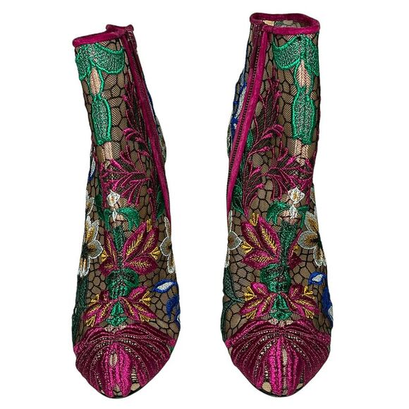 Christian Louboutin Miss Tennis 100 Rete/Dent Mesh Floral Ankle Booties 37.5 - Picture 2 of 8